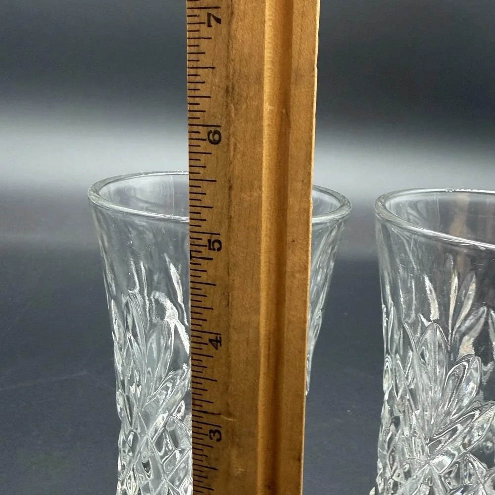Anchor Hocking Prescut Pineapple 8 oz Tumblers Clear Glasses Set of 3 Vintage